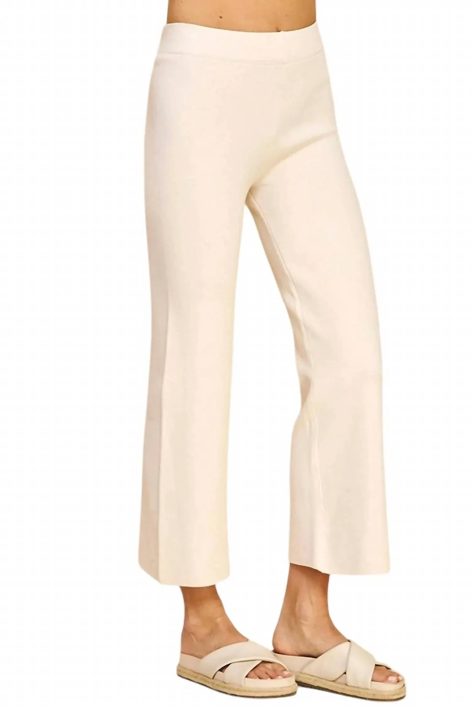 Straight Leg Sweater Pants In Cream