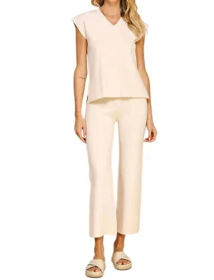 Straight Leg Sweater Pants In Cream