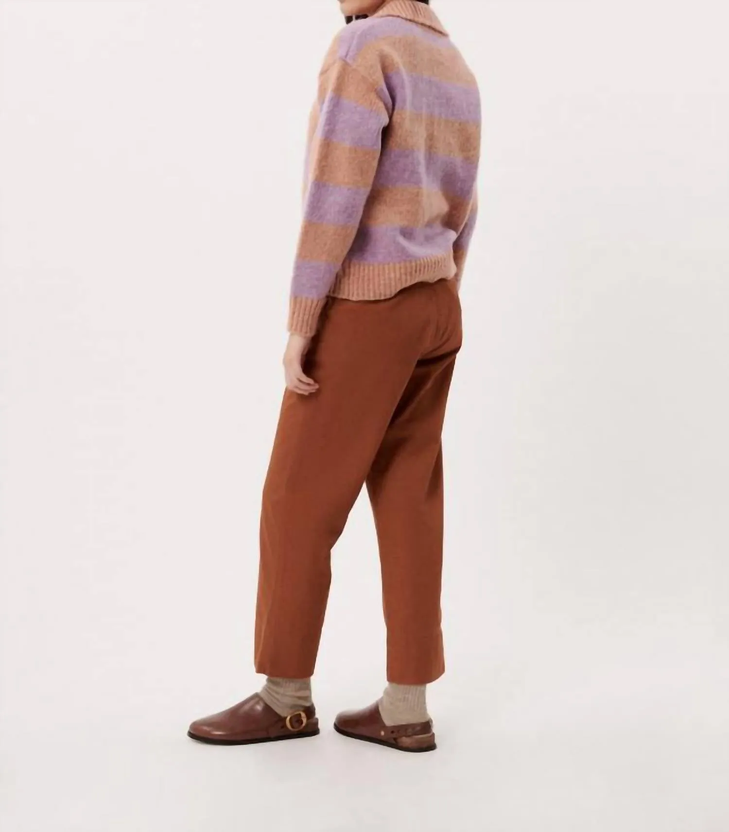Stripe Cardigan In Burnt Orange