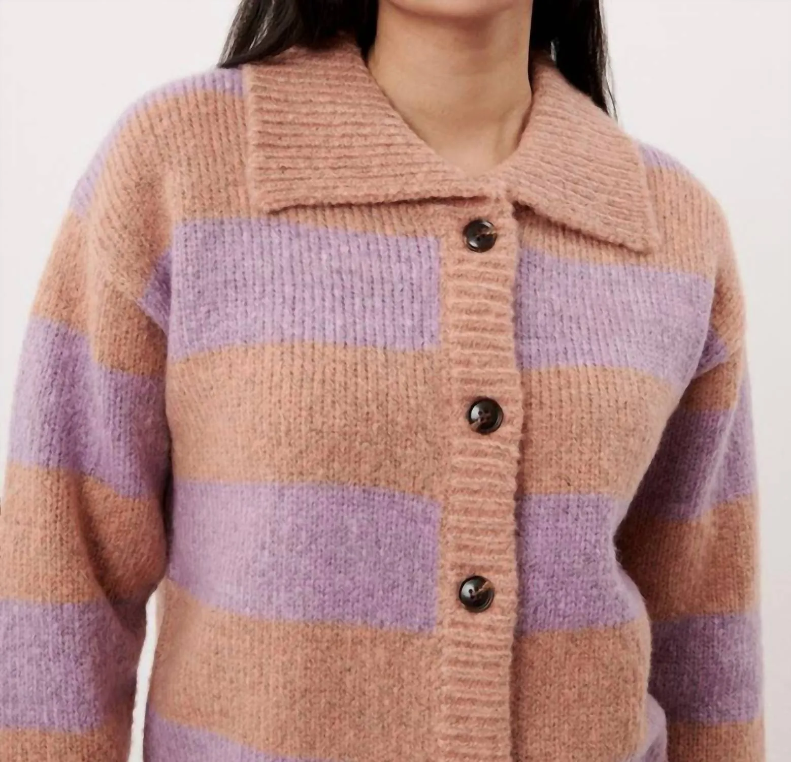 Stripe Cardigan In Burnt Orange