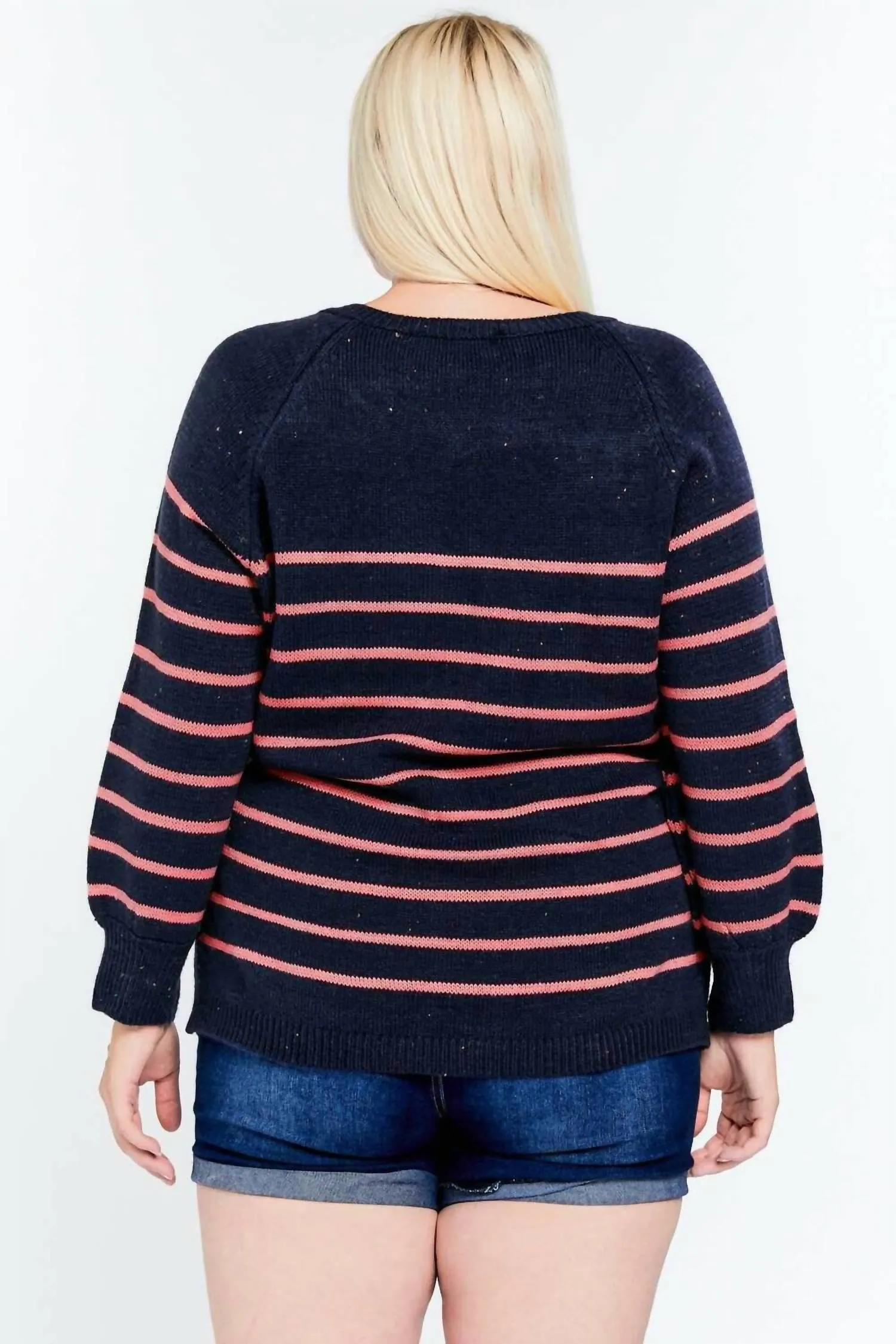 Stripe Plus Sweater In Navy