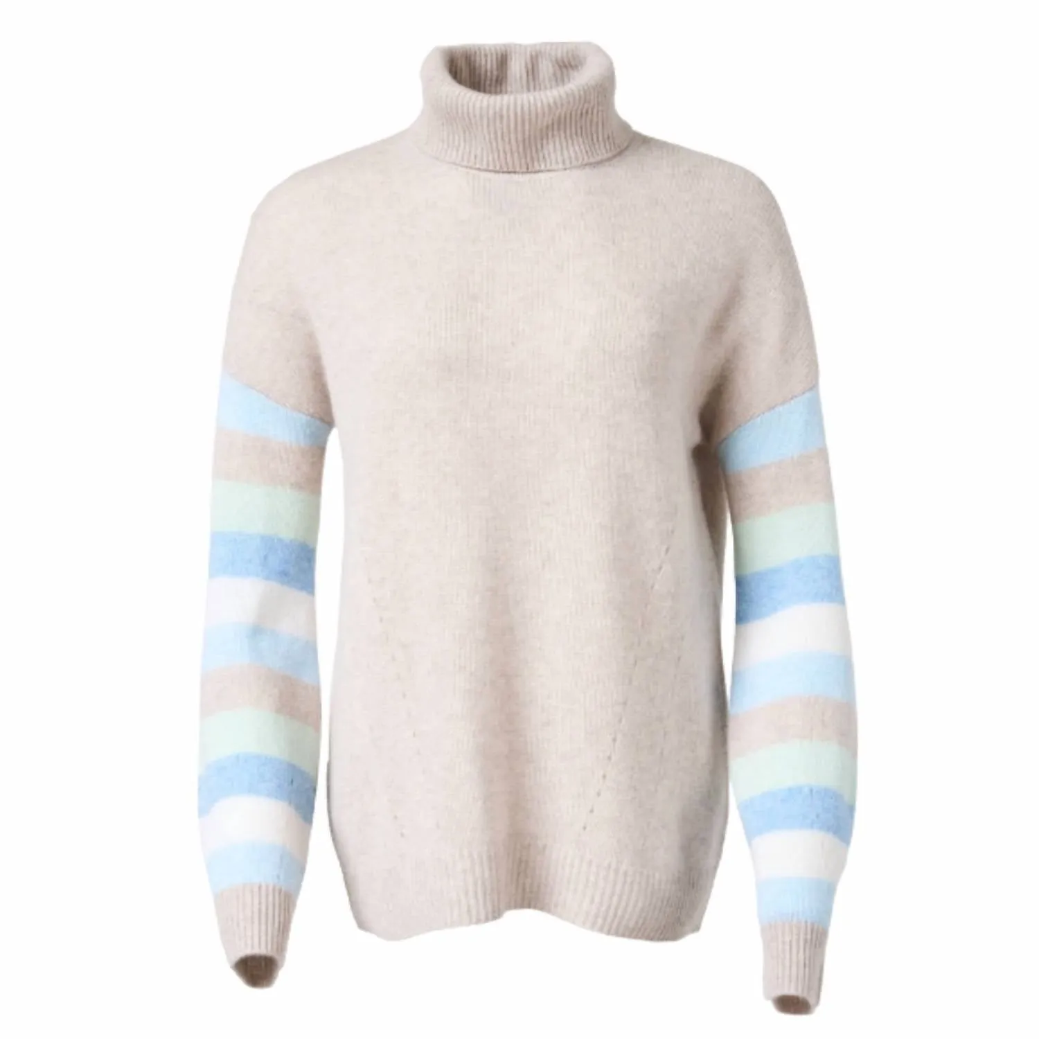 Stripe Sleeve Turtleneck Sweater In Agate Multi