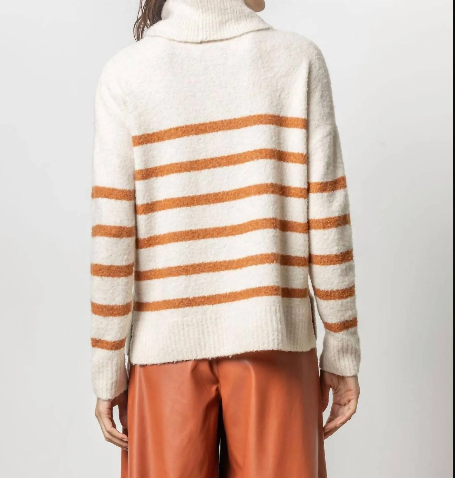Striped Chunky Turtleneck Sweater In Snow Stripe