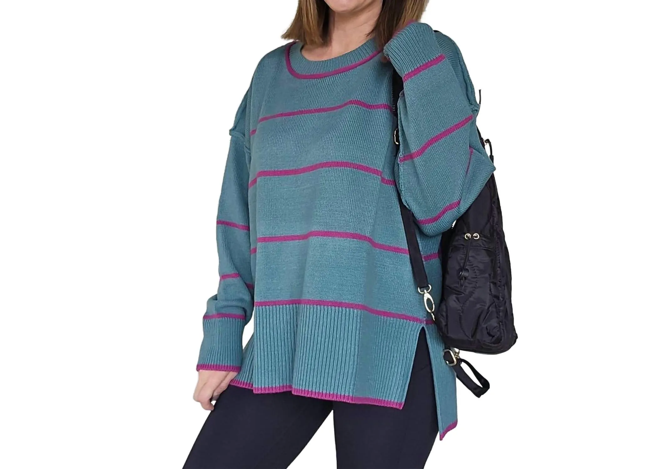 Striped Sweater In Teal