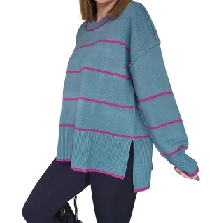 Striped Sweater In Teal