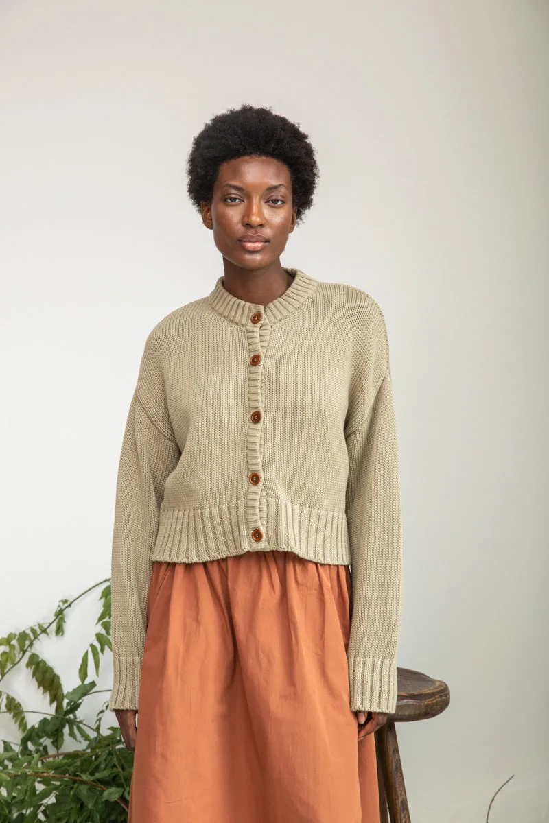 Sugi Organic Cotton Cardigan in Taupe
