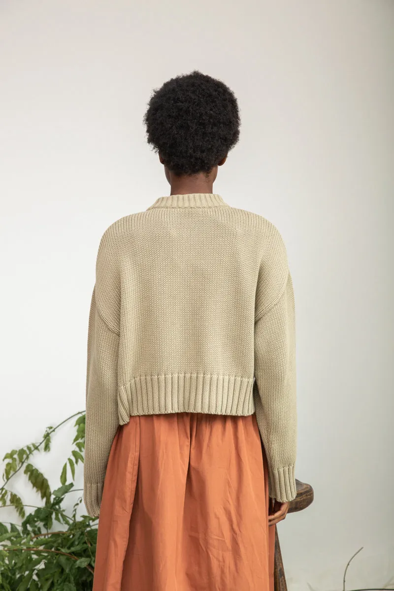 Sugi Organic Cotton Cardigan in Taupe