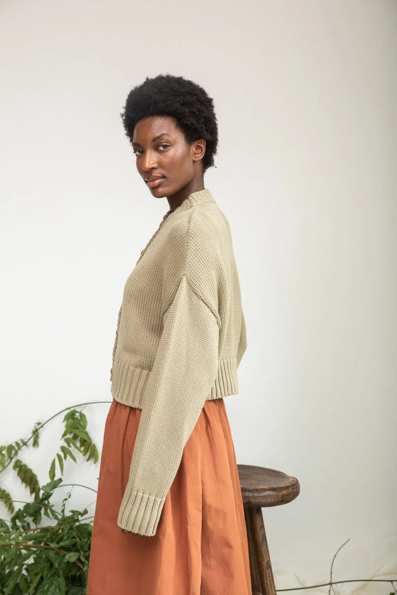 Sugi Organic Cotton Cardigan in Taupe
