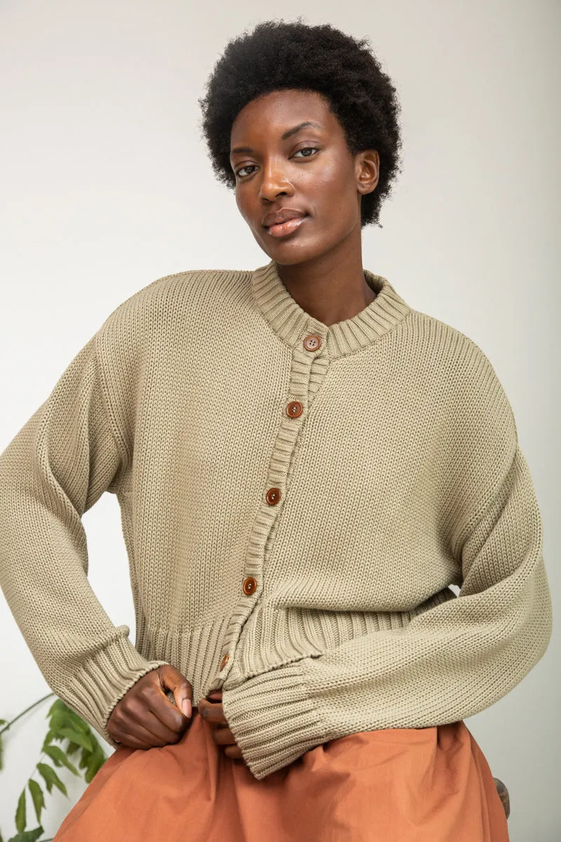 Sugi Organic Cotton Cardigan in Taupe