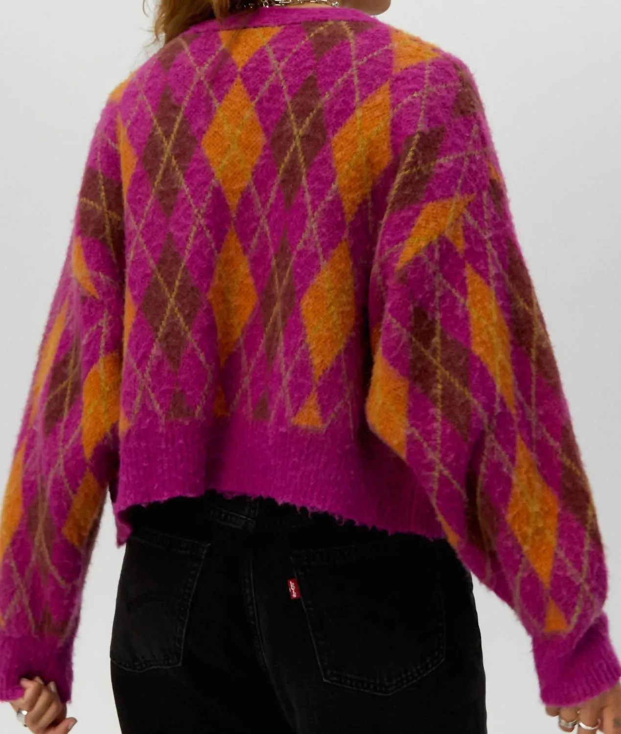 Sunset Argyle Cardigan In Fuschia