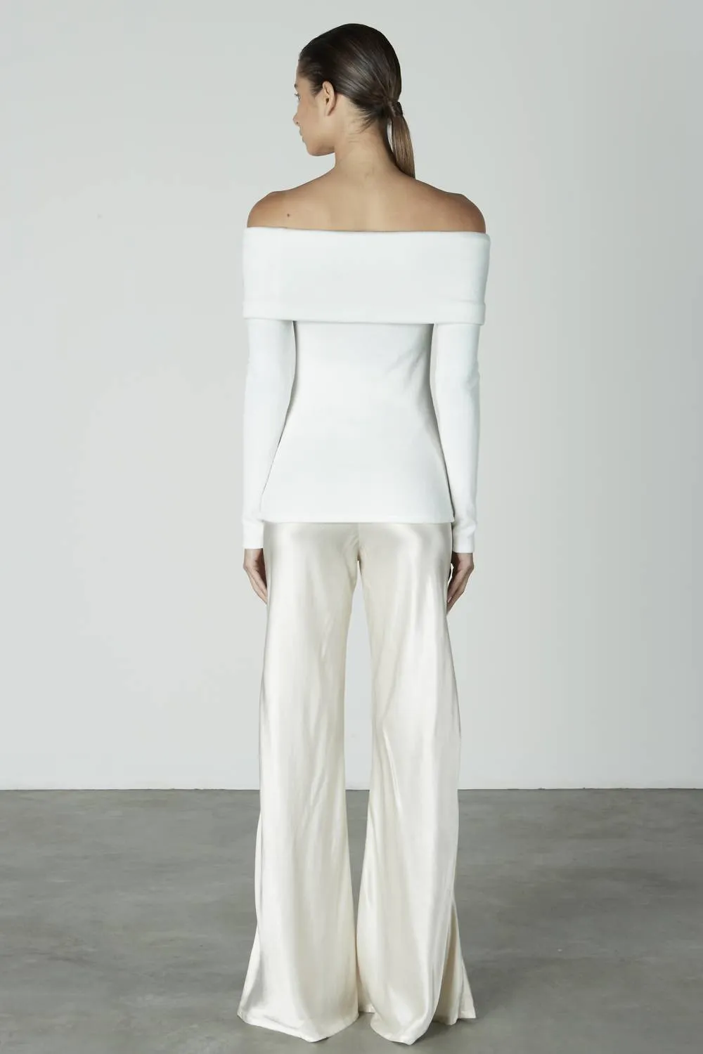 Sweater Knit Off Shoulder Top In Winter White