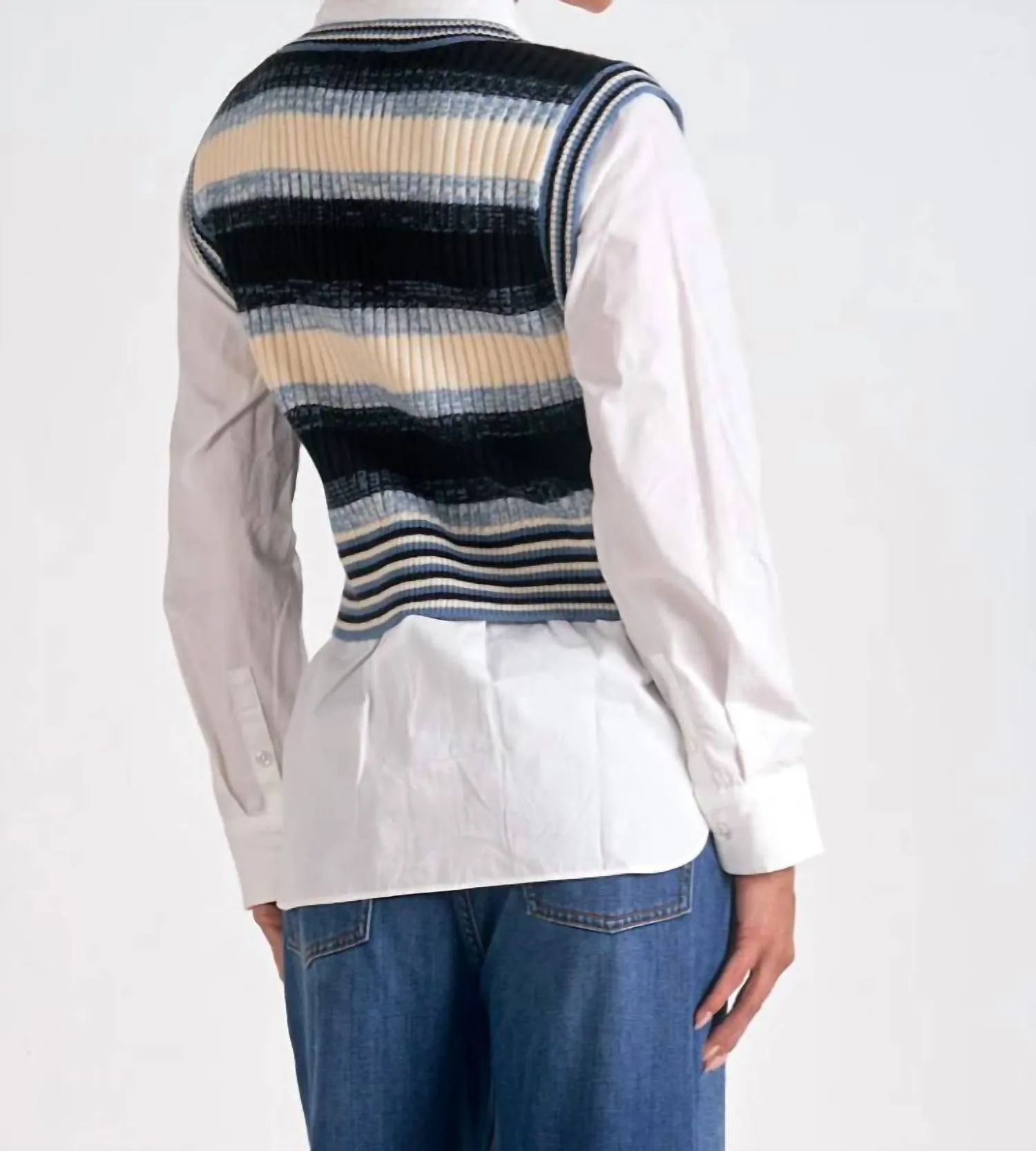 Sweater Vest Shirt In Blue Multi