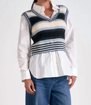 Sweater Vest Shirt In Blue Multi