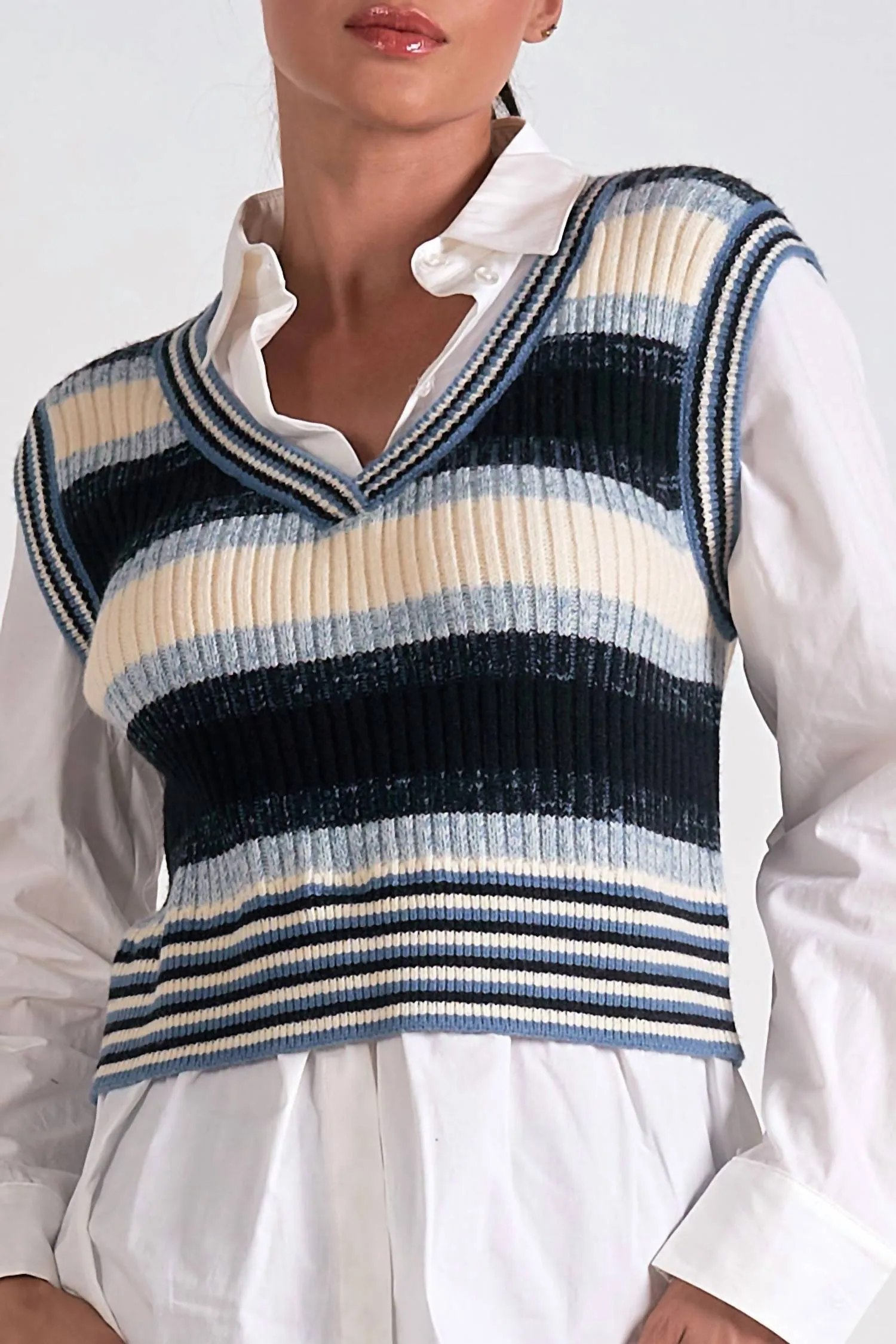 Sweater Vest Shirt In Blue Multi