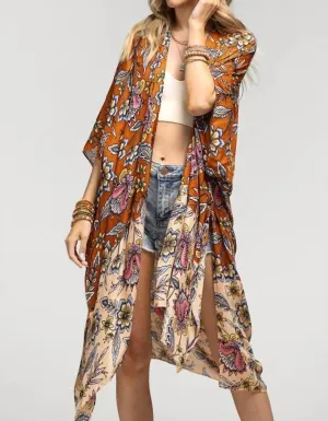 Sweet Bourbon Kimono In Garden Floral Print