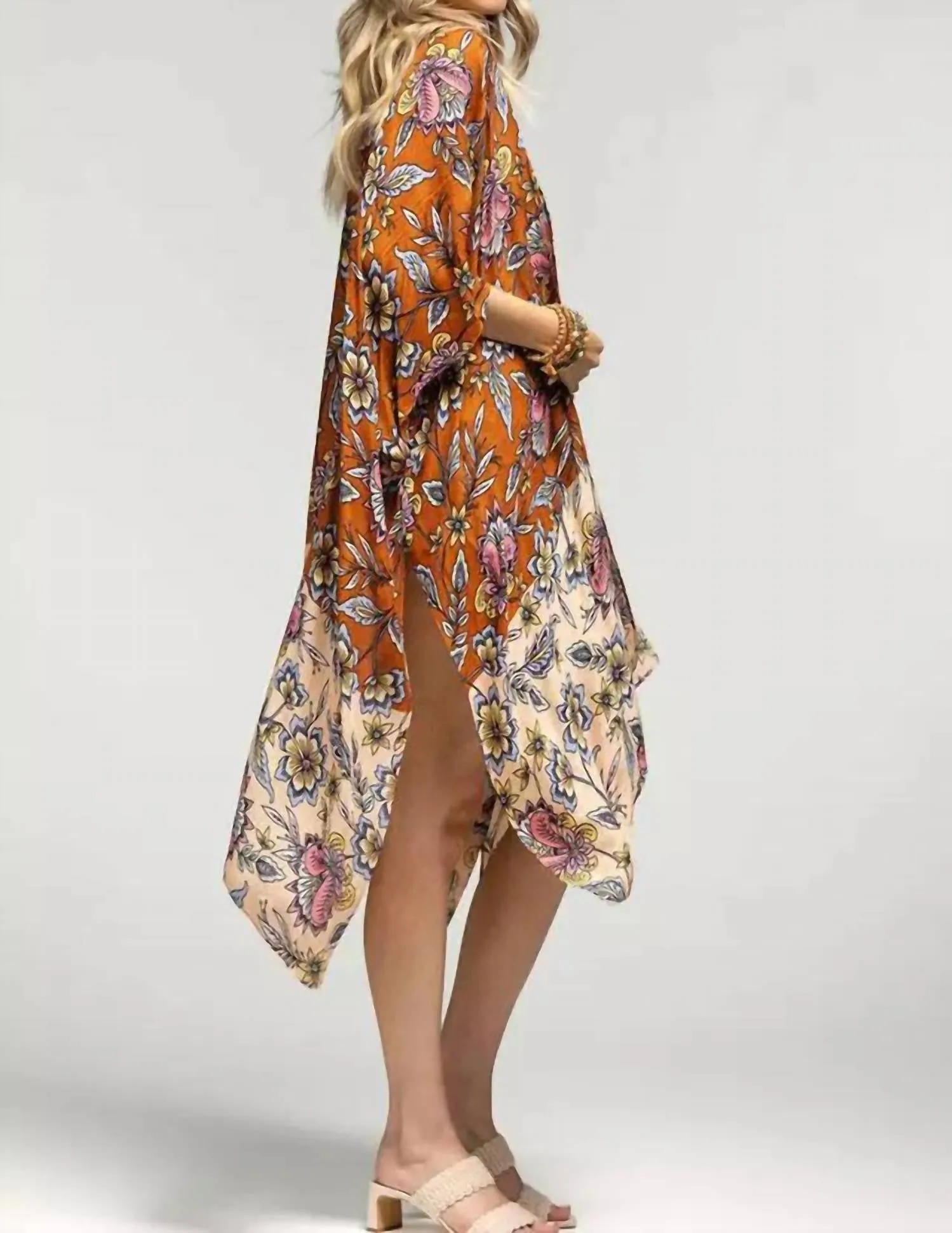 Sweet Bourbon Kimono In Garden Floral Print