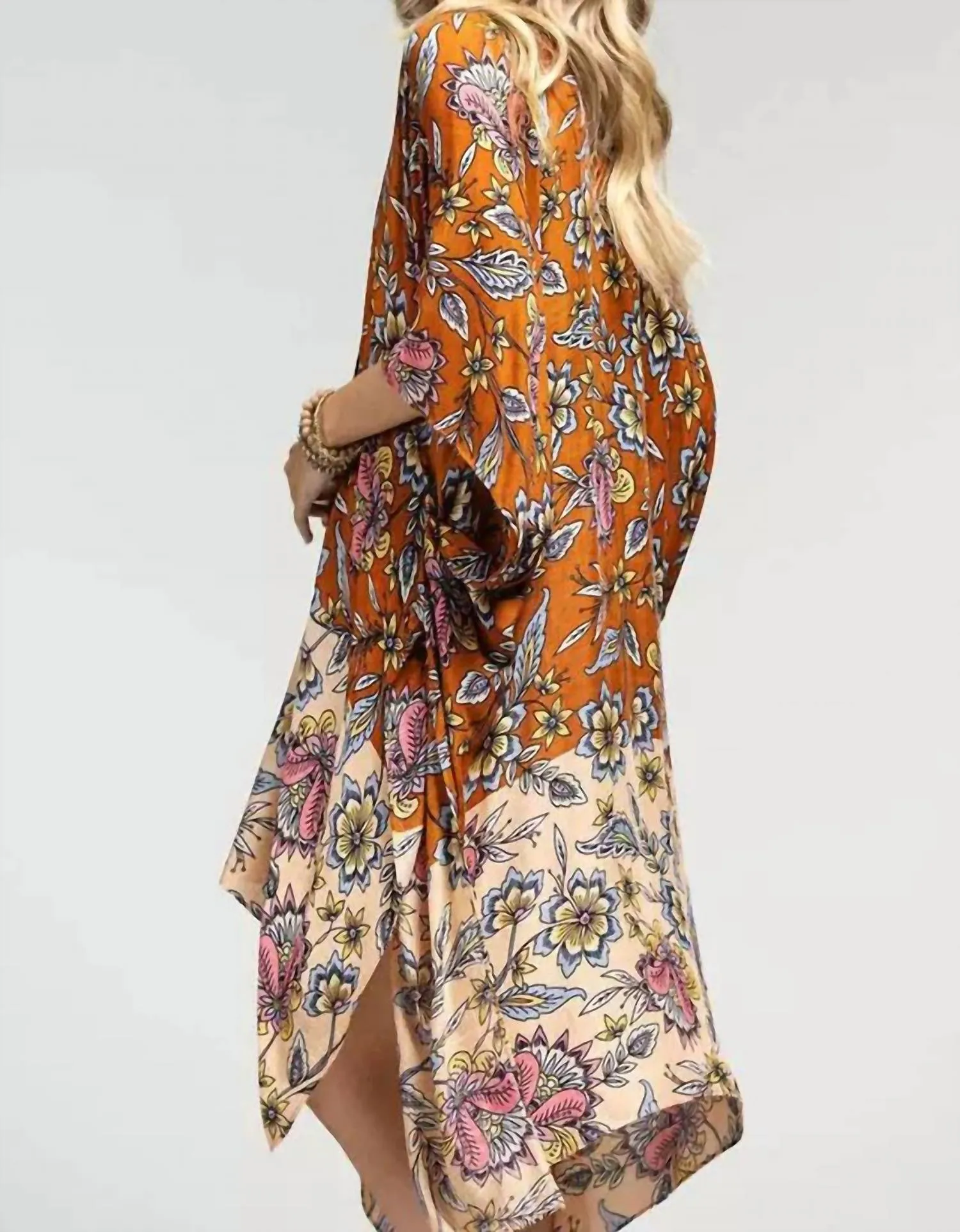 Sweet Bourbon Kimono In Garden Floral Print