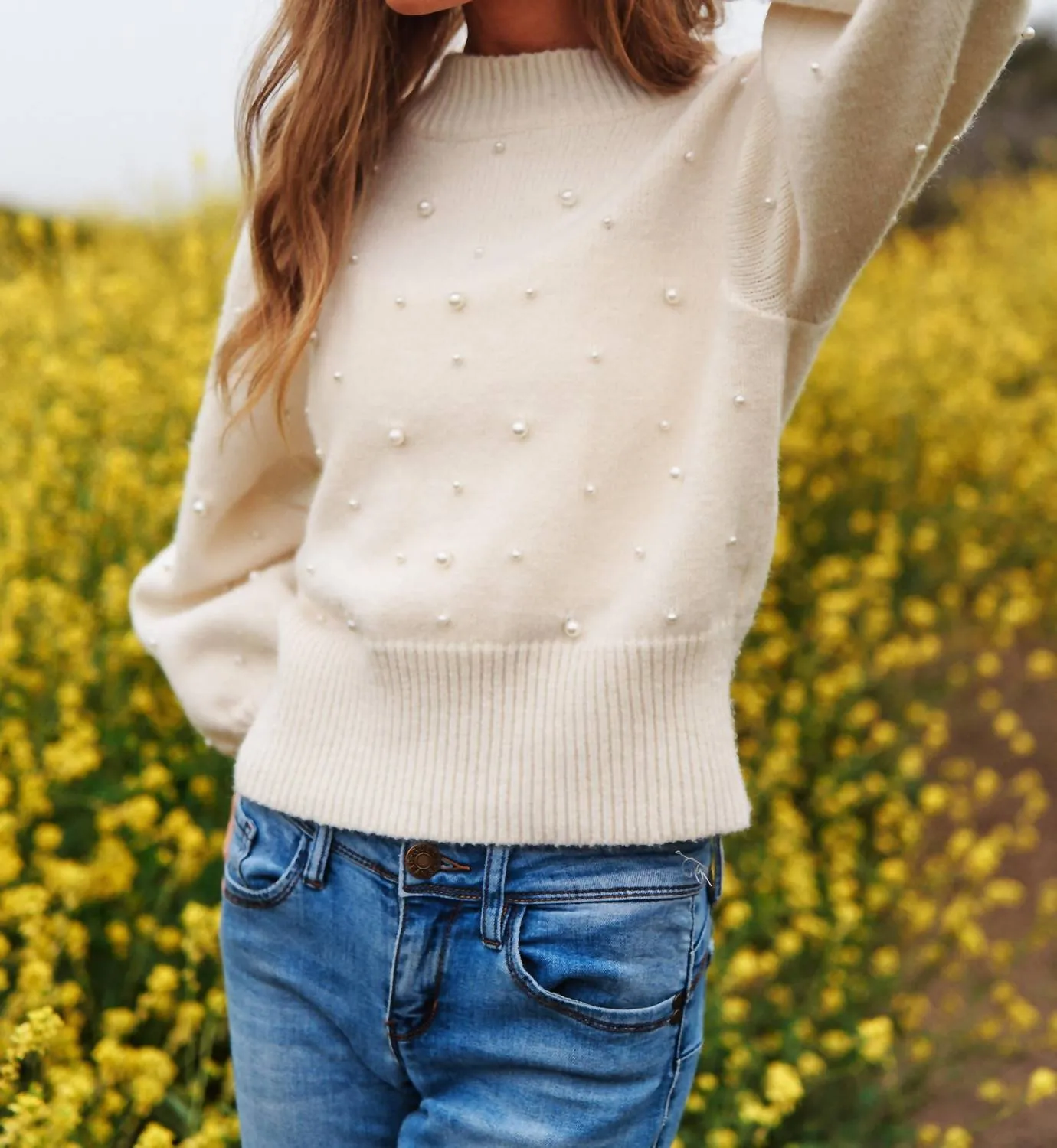 Sweetest Together Pearl Sweater In White