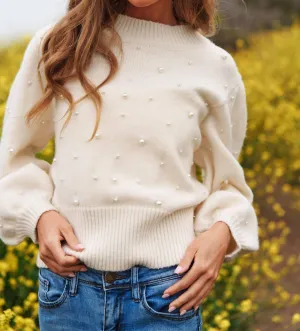 Sweetest Together Pearl Sweater In White