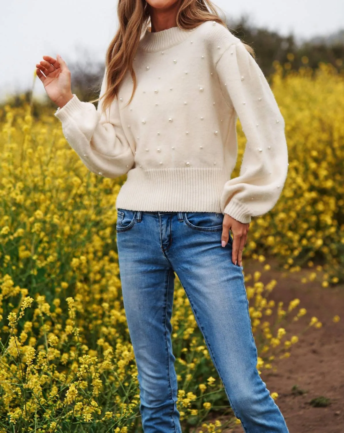 Sweetest Together Pearl Sweater In White