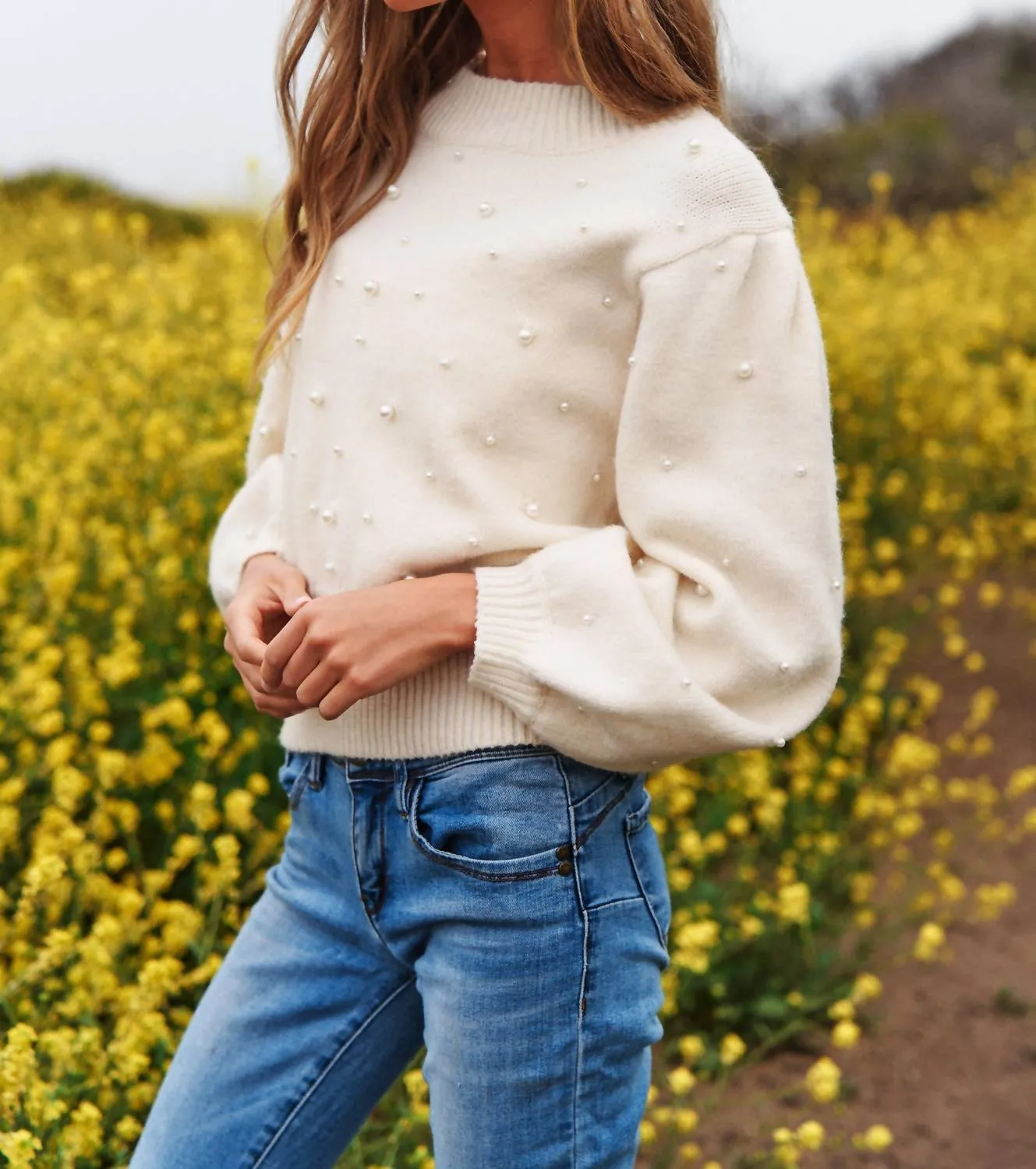 Sweetest Together Pearl Sweater In White
