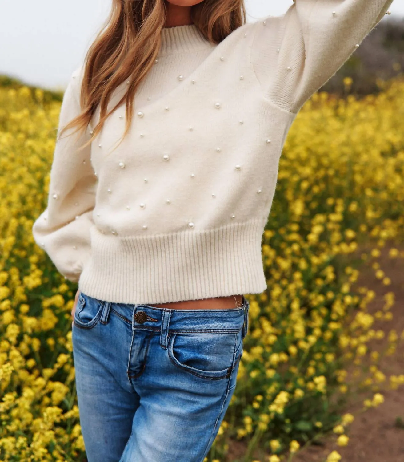 Sweetest Together Pearl Sweater In White