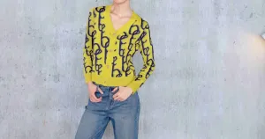 Swirls Cardigan In Chartruse