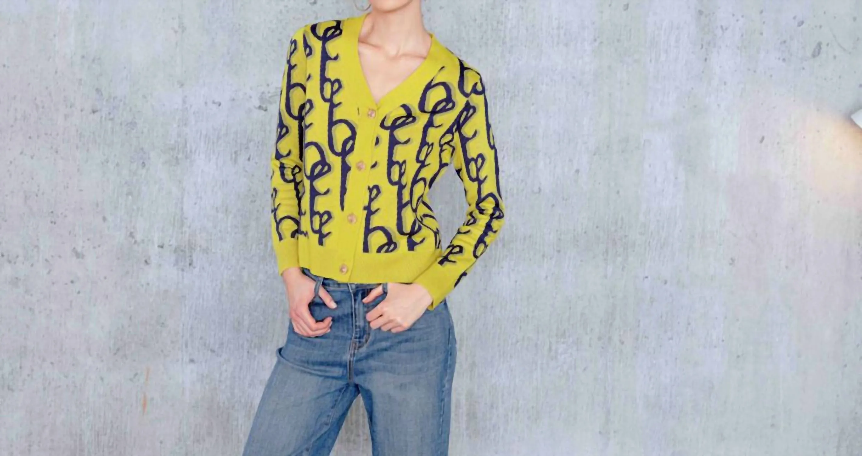 Swirls Cardigan In Chartruse