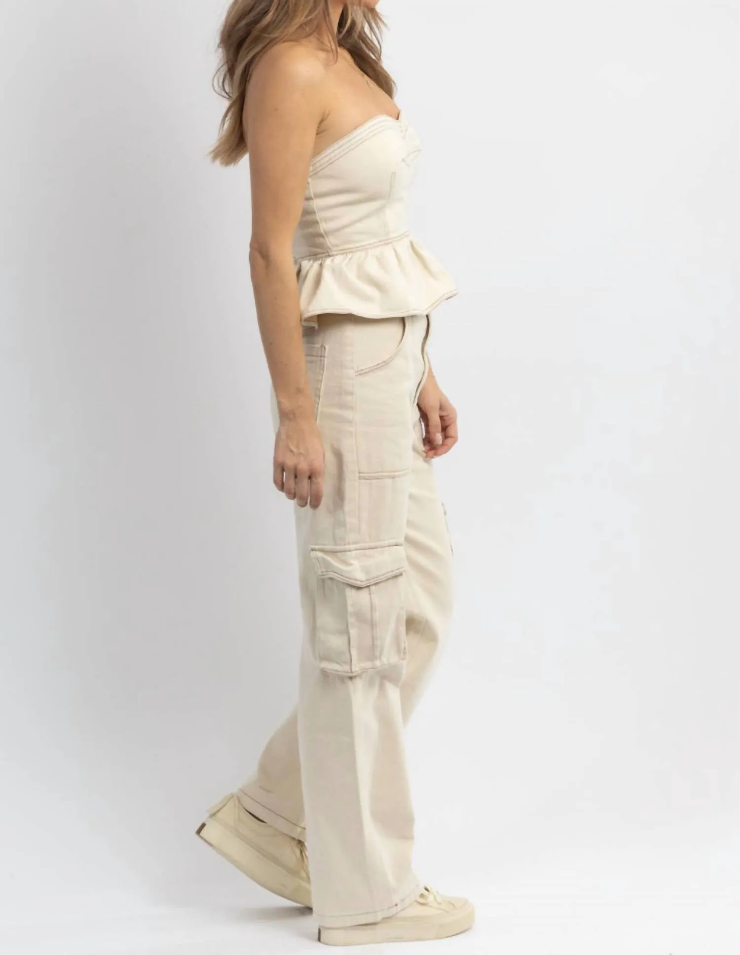 Tayla Cargo Set In Beige