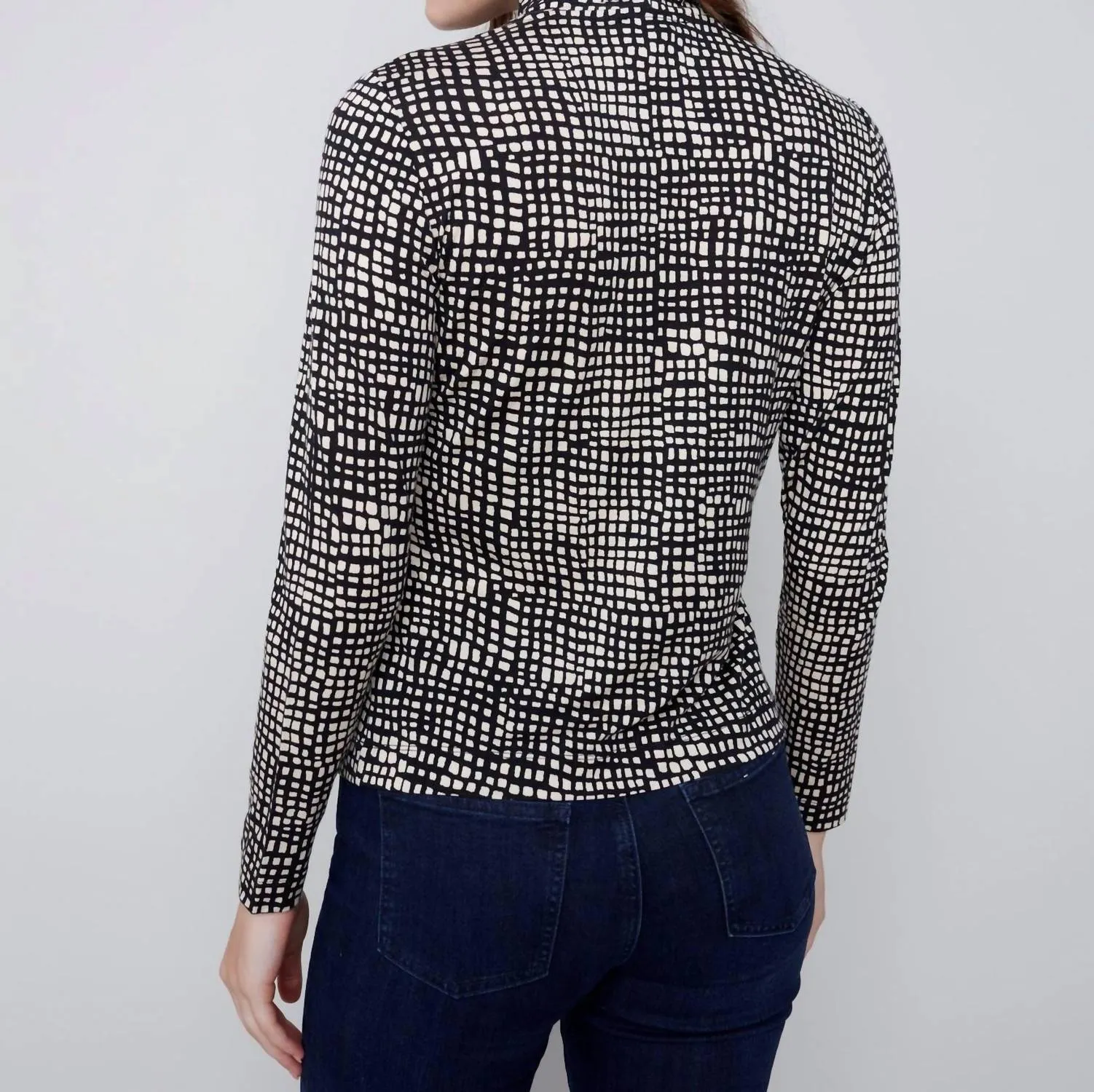 Tencel Turtleneck In Black/white