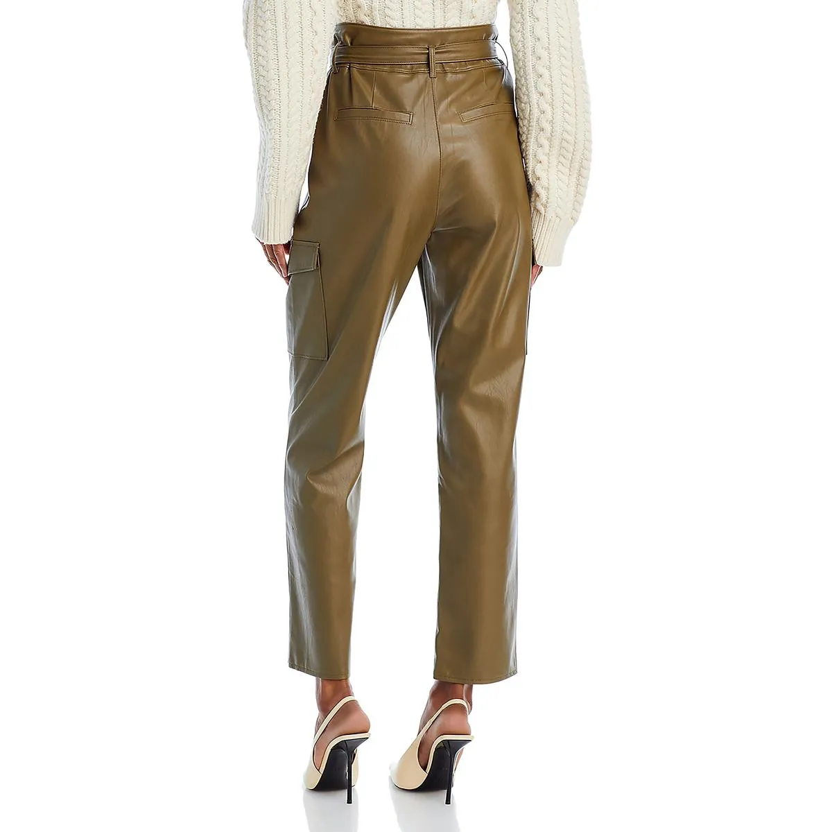Tesse Womens Faux Leather Ankle Length Cropped Pants