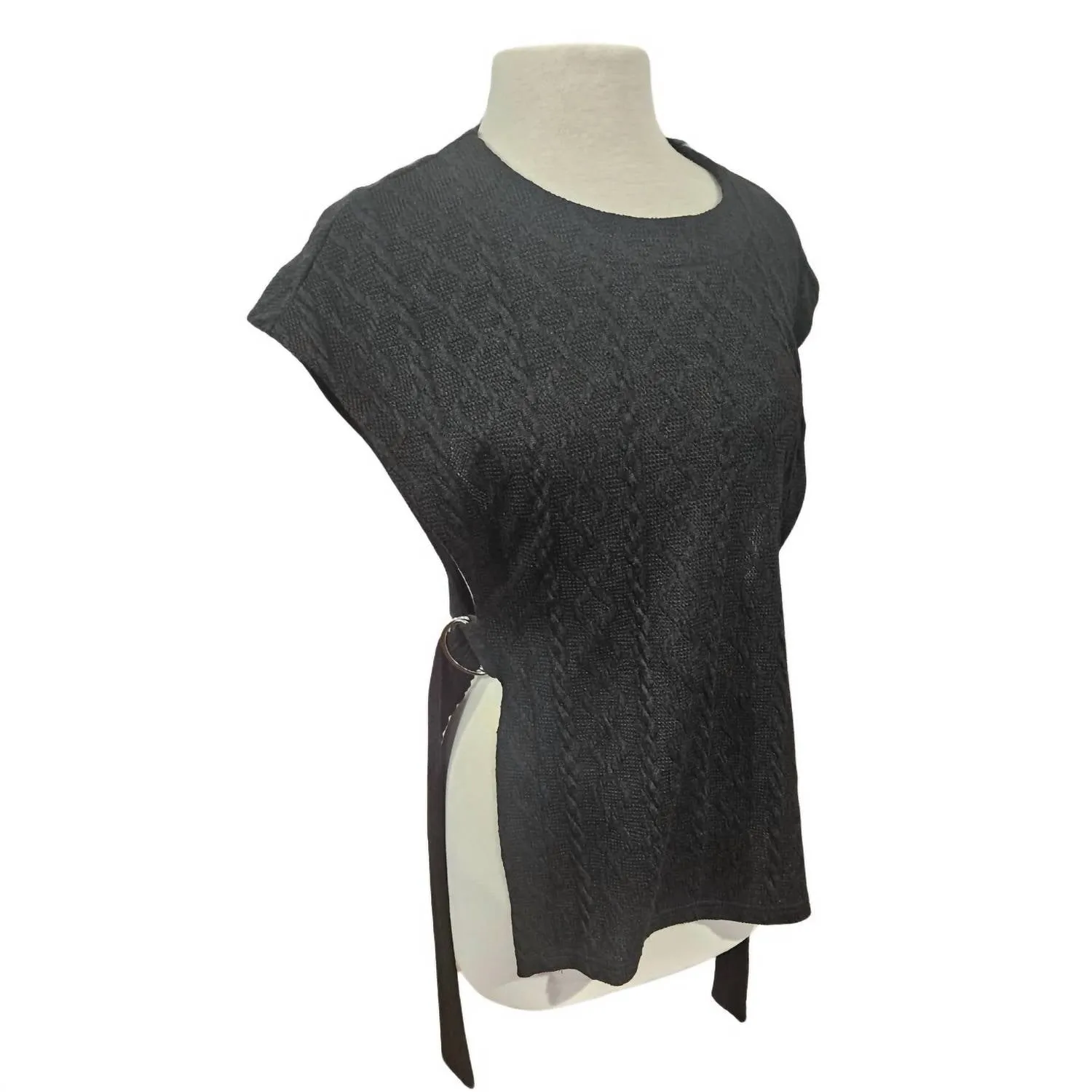 Textured Side-Ties Vest In Black
