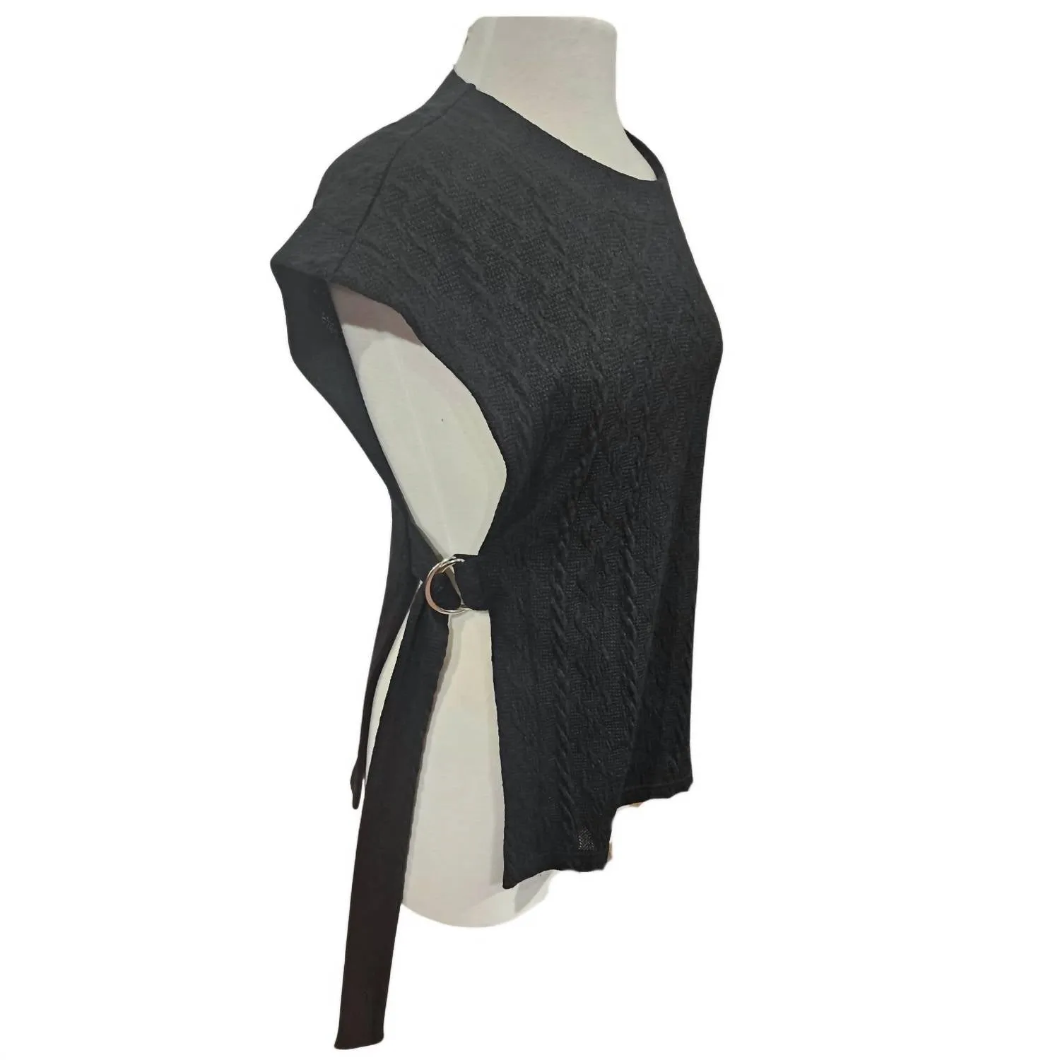 Textured Side-Ties Vest In Black