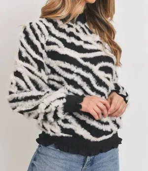 Textured Zebra Sweater In Black/white