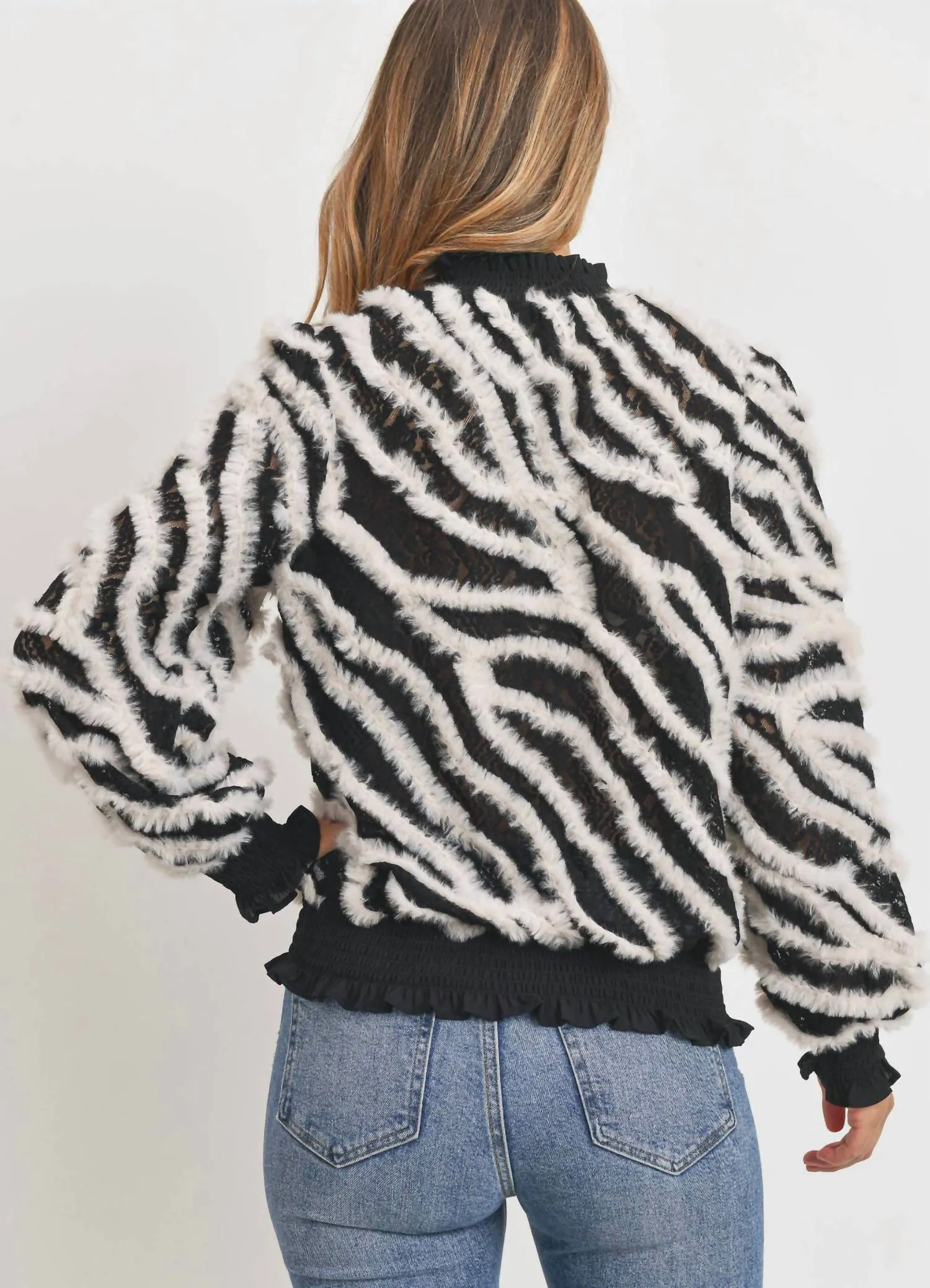 Textured Zebra Sweater In Black/white
