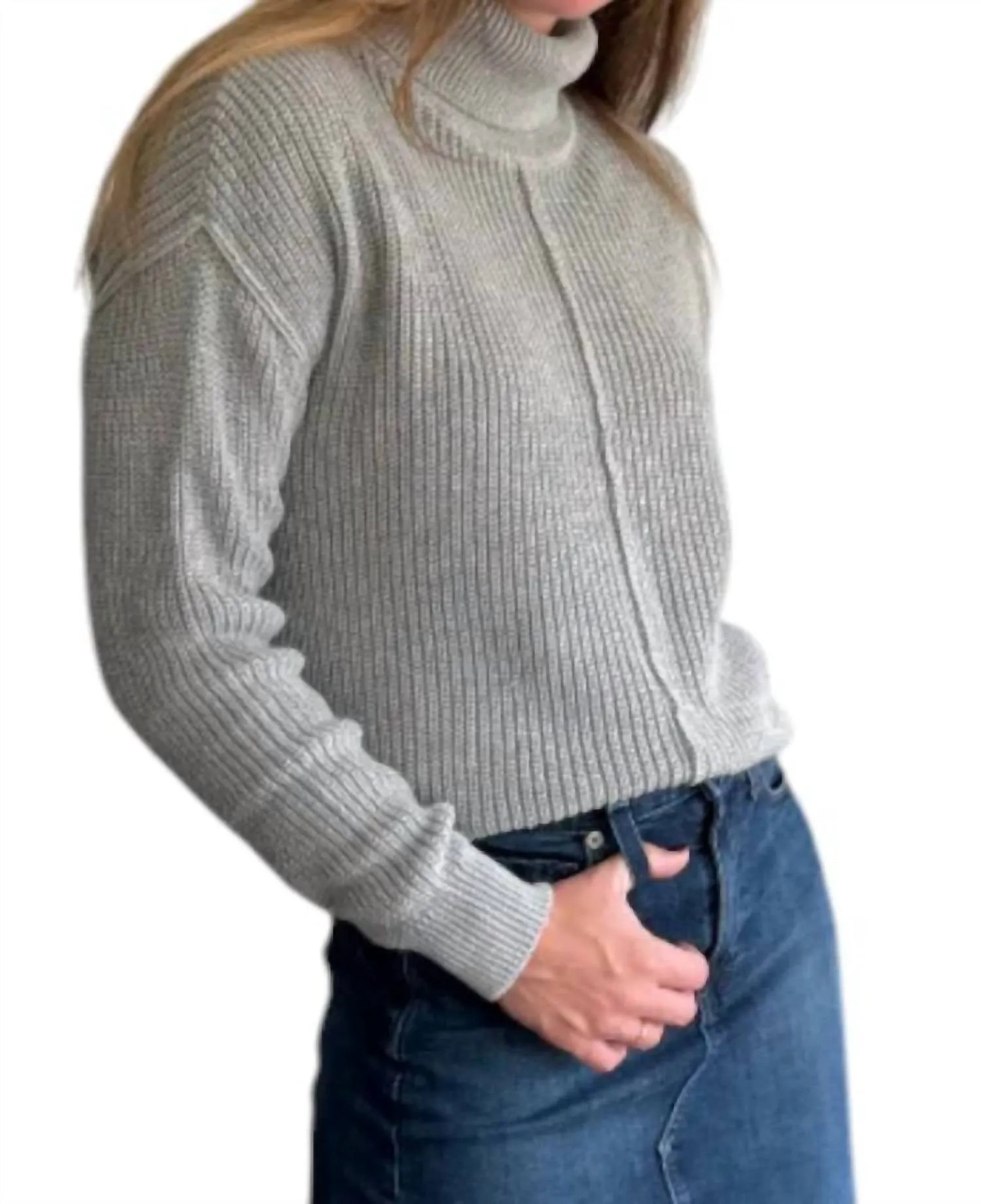 The Essential Turtleneck Sweater In Heather Grey