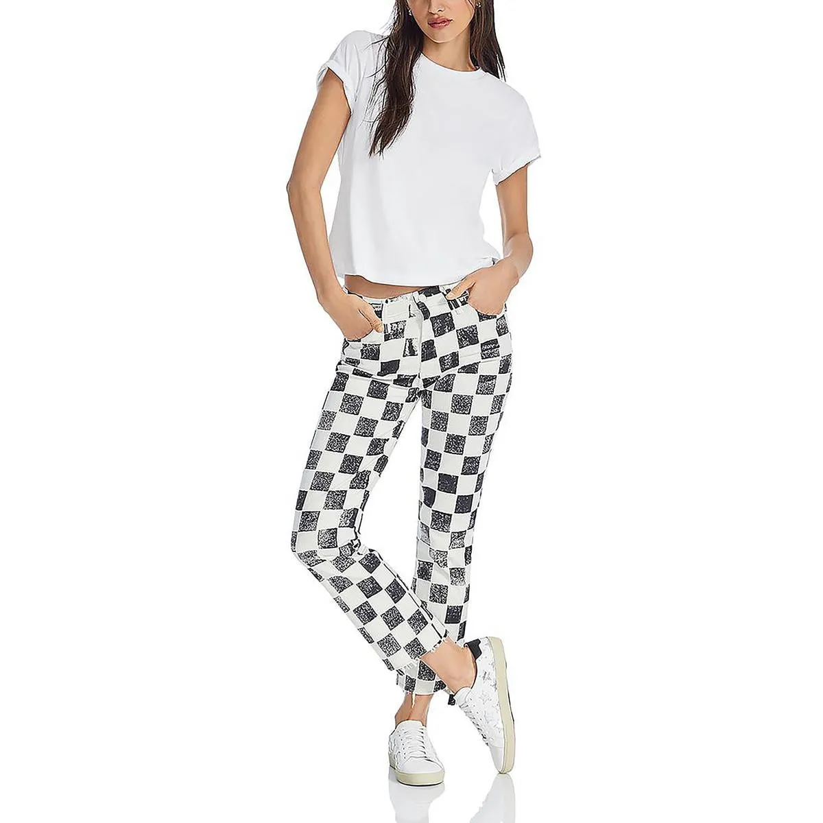 The Insider Womens Frayed Hem Denim Cropped Pants