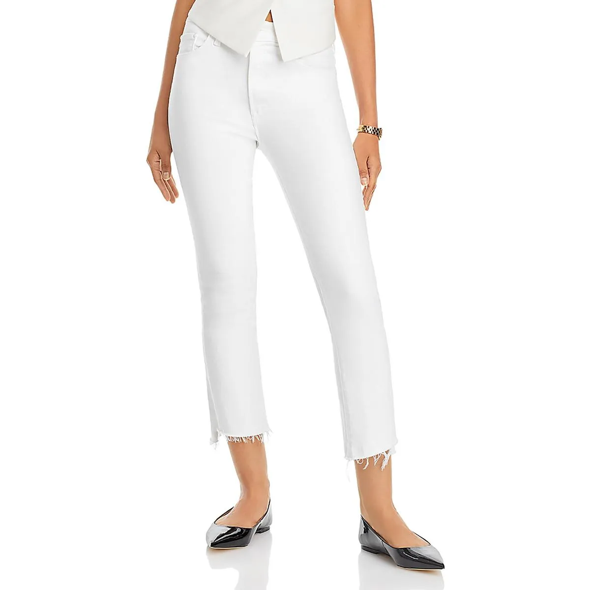 The Insider Womens Frayed Hem Denim Cropped Pants