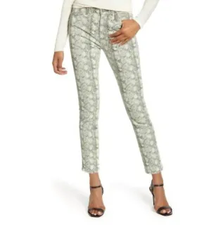 The Mari Snake Print High-Waist Skinny Jeans In White Multi