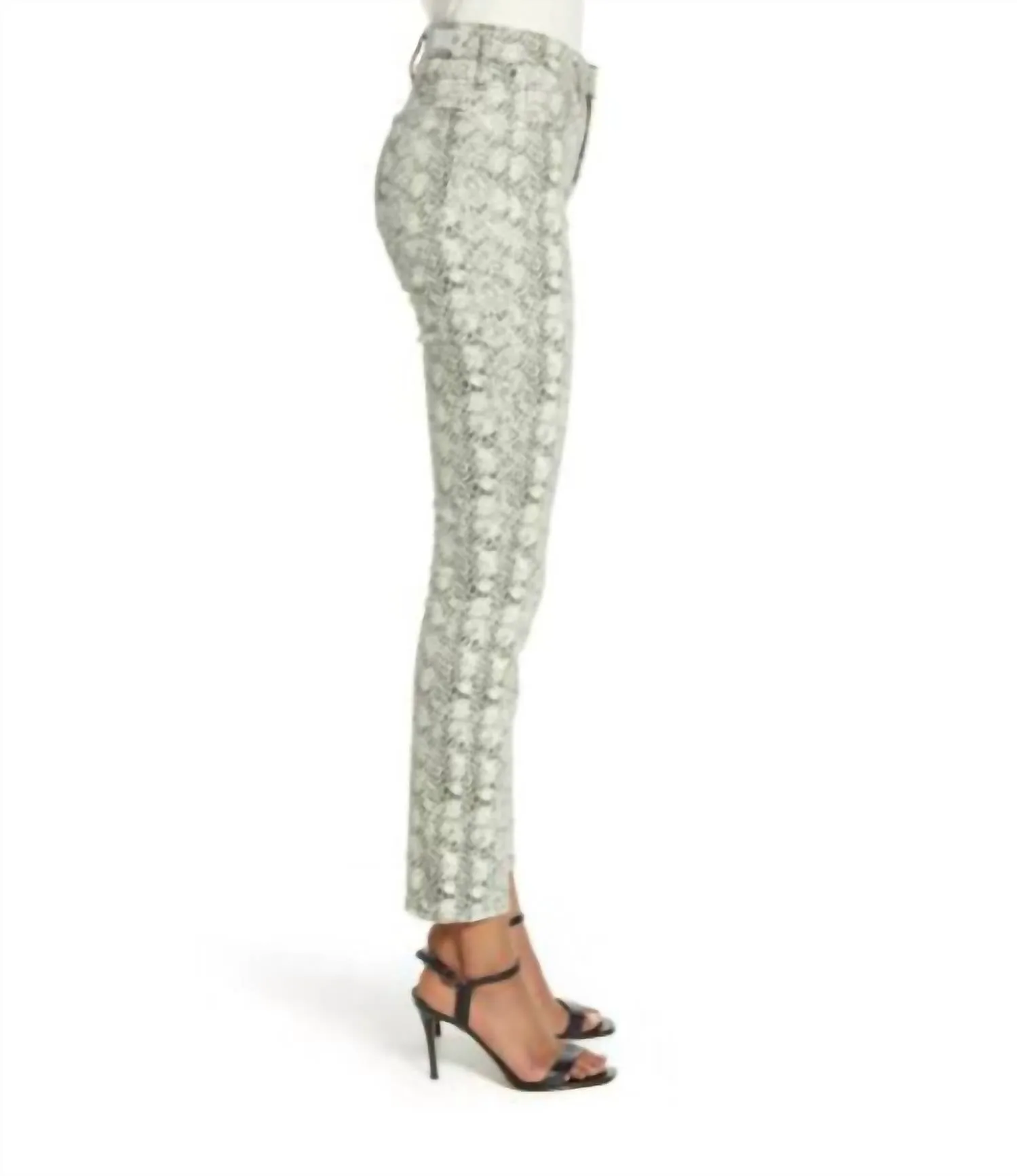 The Mari Snake Print High-Waist Skinny Jeans In White Multi