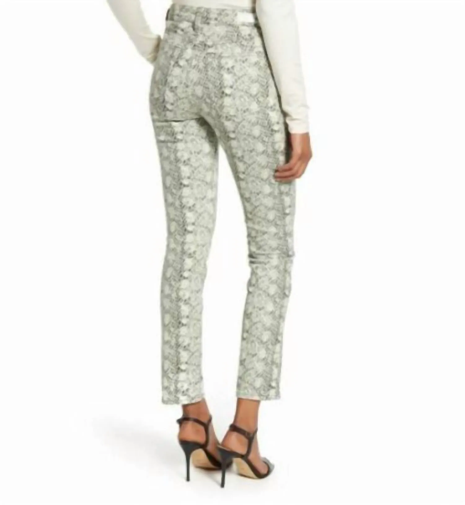 The Mari Snake Print High-Waist Skinny Jeans In White Multi