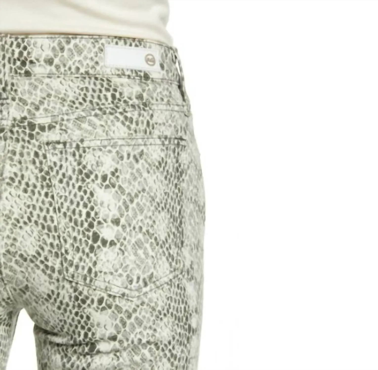 The Mari Snake Print High-Waist Skinny Jeans In White Multi