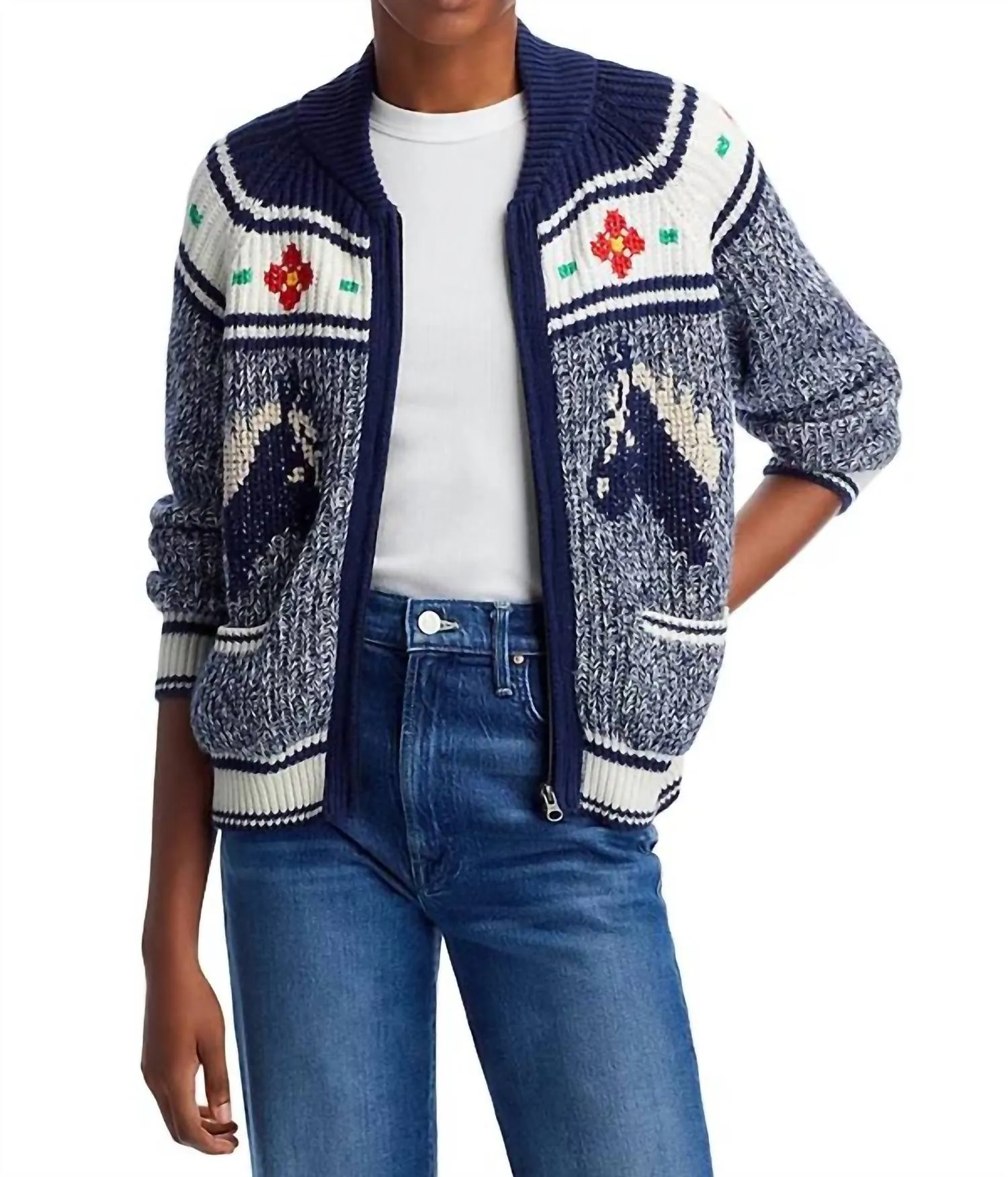 The Try Outs Zip Front Cardigan In Horse