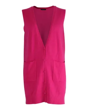 Theory Sleeveless Cardigan in Pink Wool