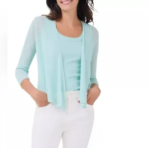 Three Way Cardy In Seafoam