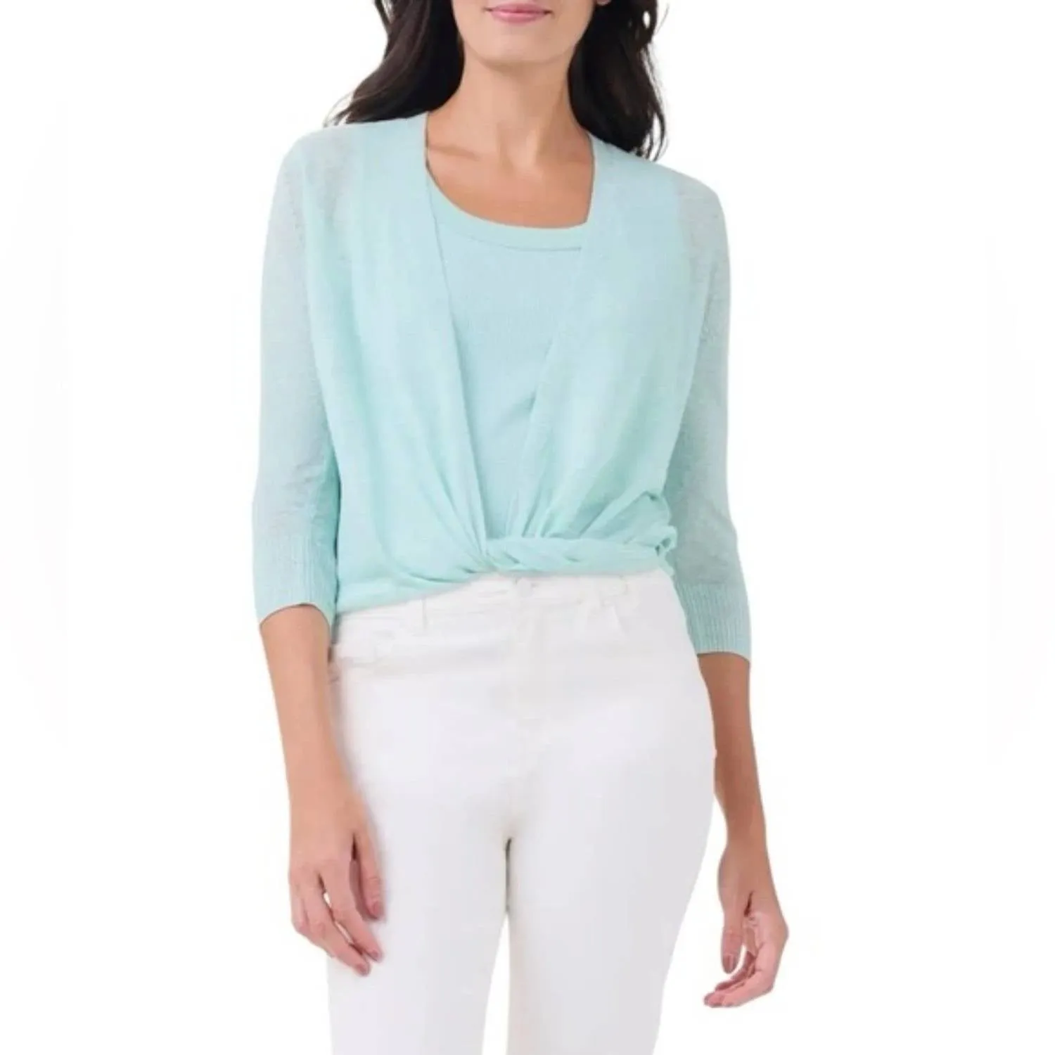 Three Way Cardy In Seafoam