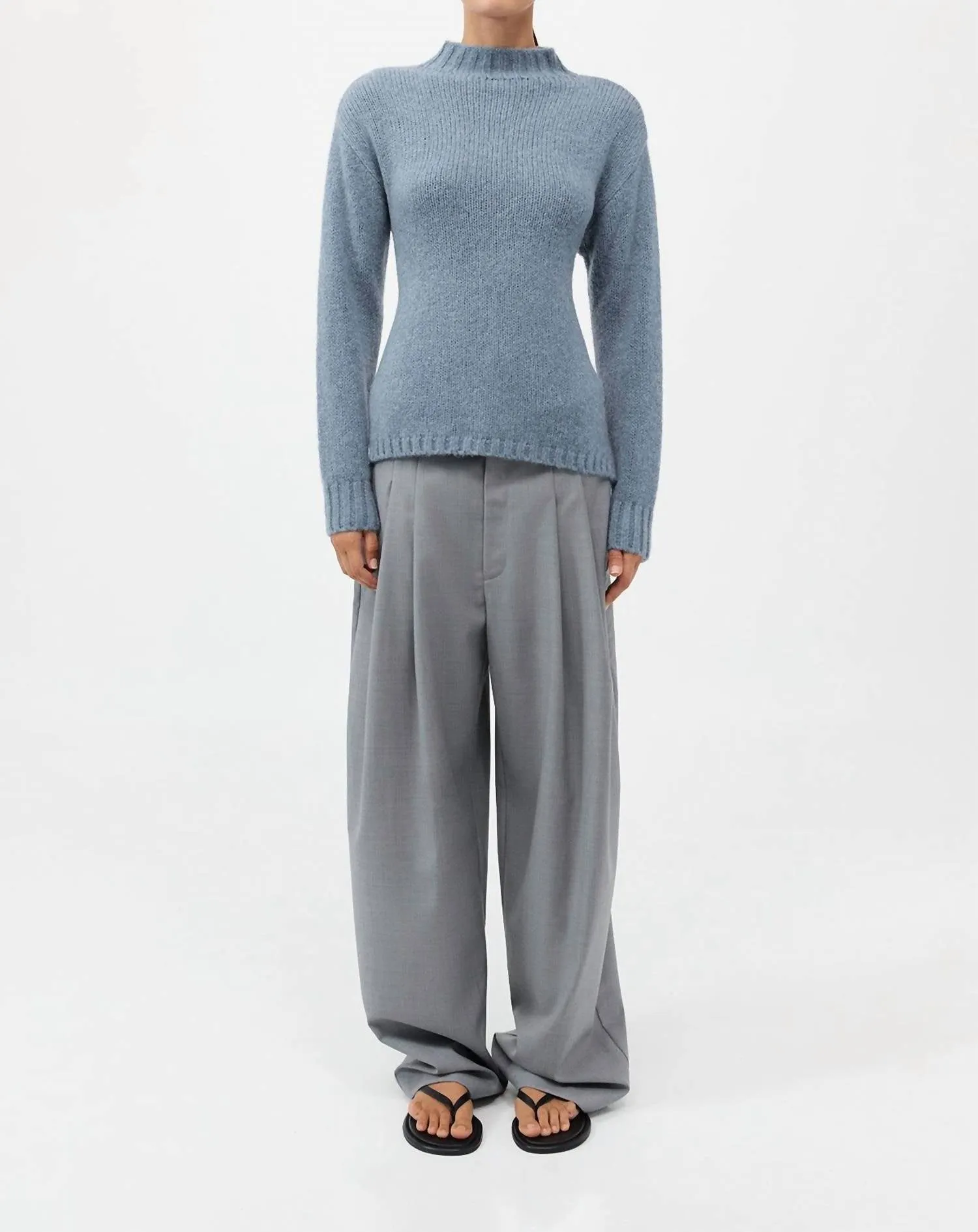 Tie Back Jumper Sweater In Soft Blue