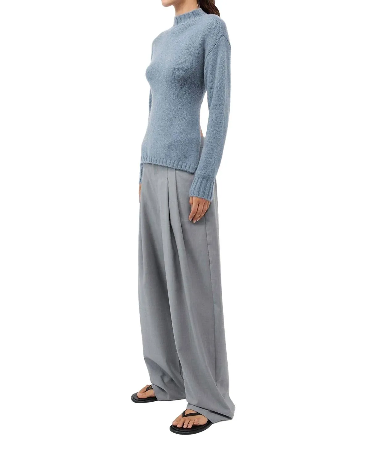 Tie Back Jumper Sweater In Soft Blue