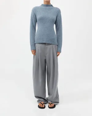 Tie Back Jumper Sweater In Soft Blue