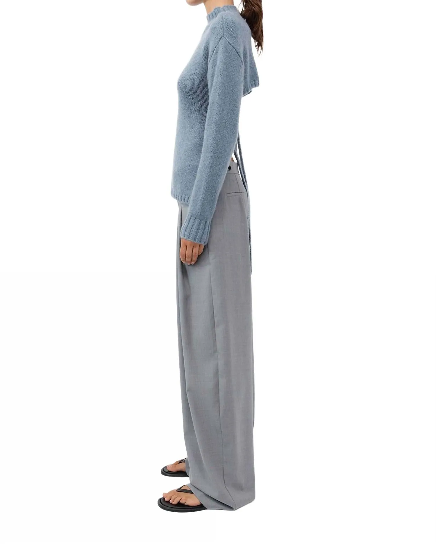 Tie Back Jumper Sweater In Soft Blue